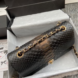 「#10059」Chanel South African python leather custom model with full deerskin lining 01112 25.5*7*16CM