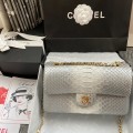 「#10060」Chanel South African python leather custom model with full deerskin lining 01112 25.5*7*16CM