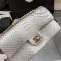 「#10060」Chanel South African python leather custom model with full deerskin lining 01112 25.5*7*16CM
