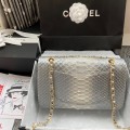 「#10060」Chanel South African python leather custom model with full deerskin lining 01112 25.5*7*16CM