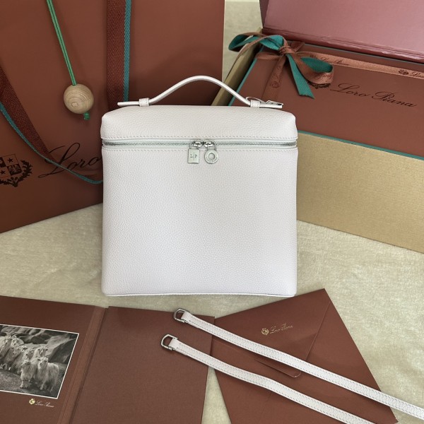 「#7097」Loro pian Extra Pocket L23.5 silver buckle - FAM6491 - 21✖️23.5✖️8cm - Light Peony Powder