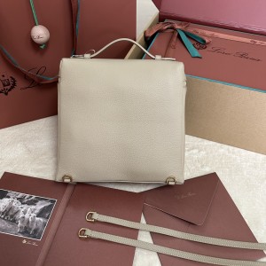 「#7100」Loro pian Extra Pocket L23.5 gold buckle - FAM6491 - 21✖️23.5✖️8cm - Light frankincense