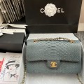 「#10061」Chanel South African python leather custom model with full deerskin lining 01112 25.5*7*16CM