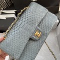 「#10061」Chanel South African python leather custom model with full deerskin lining 01112 25.5*7*16CM