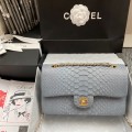 「#10063」Chanel South African python leather custom model with full deerskin lining 01112 25.5*7*16CM