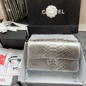 「#10065」Chanel South African python leather custom model with full deerskin lining 01112 25.5*7*16CM