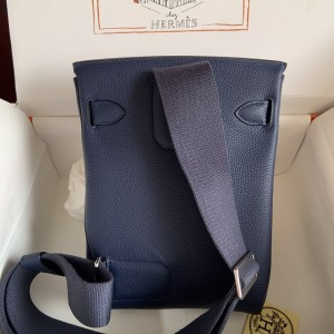「#4114」 Hermes Blue HAC A DOS 18*8*25.5cm