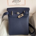 「#4114」 Hermes Blue HAC A DOS 18*8*25.5cm