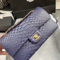 「#10066」Chanel South African python leather custom model with full deerskin lining 01112 25.5*7*16CM