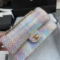 「#10067」Chanel South African python leather custom model with full deerskin lining 01112 25.5*7*16CM