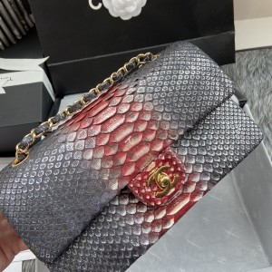 「#10068」Chanel South African python leather custom model with full deerskin lining 01112 25.5*7*16CM