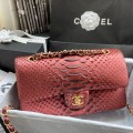 「#10069」Chanel South African python leather custom model with full deerskin lining 01112 25.5*7*16CM