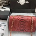 「#10069」Chanel South African python leather custom model with full deerskin lining 01112 25.5*7*16CM