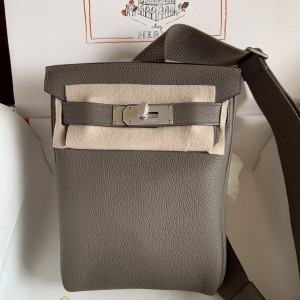「#4115」 Hermes Elephant Grey HAC A DOS 18*8*25.5cm