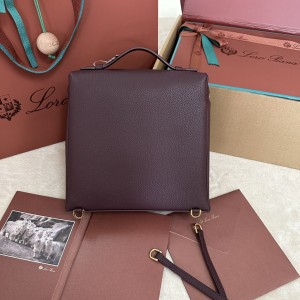 「#7106」Loro pian Extra Pocket L23.5 silver buckle - FAM6491 - 21✖️23.5✖️8cm - red bean color