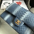 「#10074」Chanel South African python leather custom model with full deerskin lining 01112 25.5*7*16CM