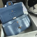 「#10074」Chanel South African python leather custom model with full deerskin lining 01112 25.5*7*16CM