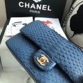 「#10079」Chanel South African python leather custom model with full deerskin lining 01112 25.5*7*16CM