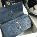 「#10080」Chanel South African python leather custom model with full deerskin lining 01112 25.5*7*16CM