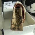 「#10081」Chanel South African python leather custom model with full deerskin lining 01112 25.5*7*16CM