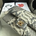 「#10083」Chanel South African python leather custom model with full deerskin lining 01112 25.5*7*16CM