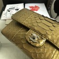 「#10085」Chanel South African python leather custom model with full deerskin lining 01112 25.5*7*16CM