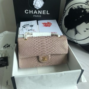 「#10088」Chanel South African python leather custom model with full deerskin lining 01112 25.5*7*16CM