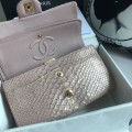 「#10088」Chanel South African python leather custom model with full deerskin lining 01112 25.5*7*16CM
