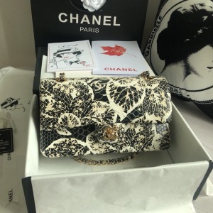 「#10089」Chanel South African python leather custom model with full deerskin lining 01112 25.5*7*16CM