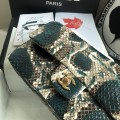 「#10090」Chanel South African python leather custom model with full deerskin lining 01112 25.5*7*16CM