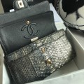 「#10091」Chanel South African python leather custom model with full deerskin lining 01112 25.5*7*16CM