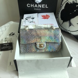 「#10093」Chanel South African python leather custom model with full deerskin lining 01112 25.5*7*16CM