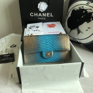 「#10097」Chanel South African python leather custom model with full deerskin lining 01112 25.5*7*16CM