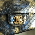 「#10099」Chanel South African python leather custom model with full deerskin lining 01112 25.5*7*16CM
