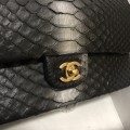 「#10100」Chanel South African python leather custom model with full deerskin lining 01112 25.5*7*16CM