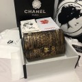 「#10103」Chanel South African python leather custom model with full deerskin lining 01112 25.5*7*16CM