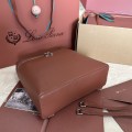 「#7121」Loro pian Extra Pocket L23.5 silver buckle - FAM6491 - 21✖️23.5✖️8cm - red brick color 「#7121」Loro pian Extra Pocket L23.5 silver buckle - FAM6491 - 21✖️23.5✖️8cm - red brick color