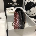 「#10107」Chanel South African python leather custom model with full deerskin lining 01112 25.5*7*16CM