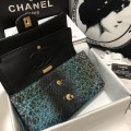 「#10111」Chanel South African python leather custom model with full deerskin lining 01112 25.5*7*16CM