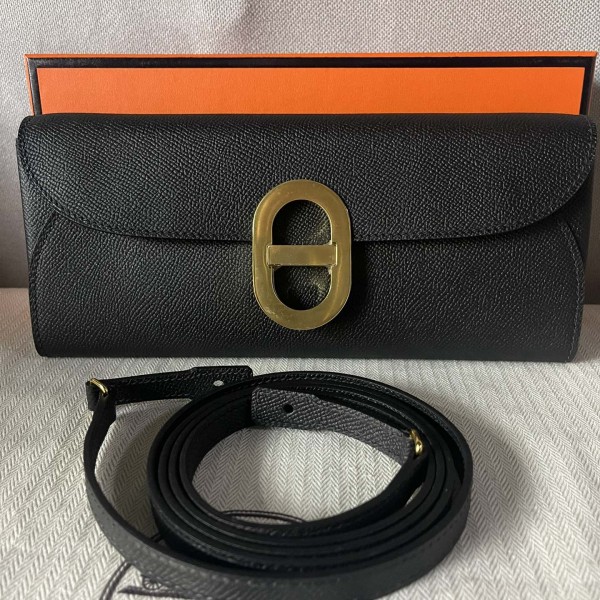 「#4121」Hermès Black Gold Buckle Chaine d'Ancre to go 24*10*2.5cm