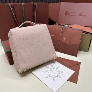 「#7124」Loro pian Extra Pocket L23.5 silver buckle - FAM6491 - 21✖️23.5✖️8cm - Marble powder