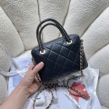 「#10121」Chanel leather chain diamond quilted bowling bag handbag AS5300 19*14*7cm