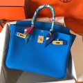 「#4129」 Hermès Aquamarine Gold Buckle Birkin Bag
