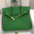 「#4132」Hermès Bamboo Green Silver Buckle Birkin Bag 30cm