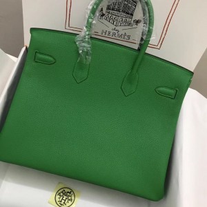 「#4132」Hermès Bamboo Green Silver Buckle Birkin Bag 30cm