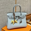 「#4135」 Hermès Holy Grail Blue Silver Buckle Birkin Bag 25cm
