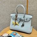 「#4135」 Hermès Holy Grail Blue Silver Buckle Birkin Bag 25cm