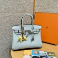「#4135」 Hermès Holy Grail Blue Silver Buckle Birkin Bag 25cm