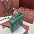 「#7127」Loro pian Extra Pocket L23.5 silver buckle - FAI8511 - 21✖️23.5✖️8cm - malachite green，Ostrich skin