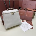 「#7128」Loro pian Extra Pocket L23.5 gold buckle - FAI8511 - 21✖️23.5✖️8cm - tender white，Ostrich skin